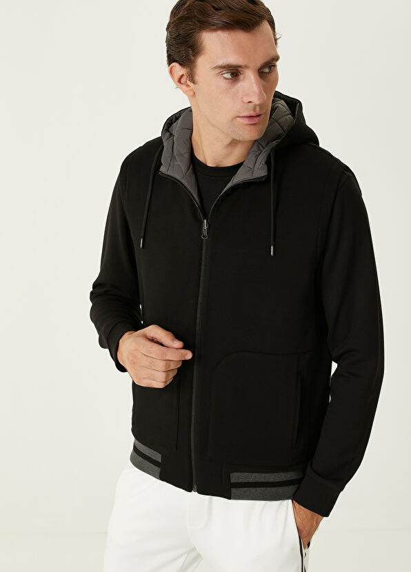 Black Hooded Double Sided Jersey Vest Beymen Club Black Hooded Double Sided Jersey Vest - 3