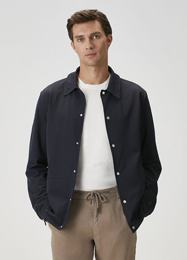 Beymen Club Navy Blue Embossed Textured Outer Shirt - 3