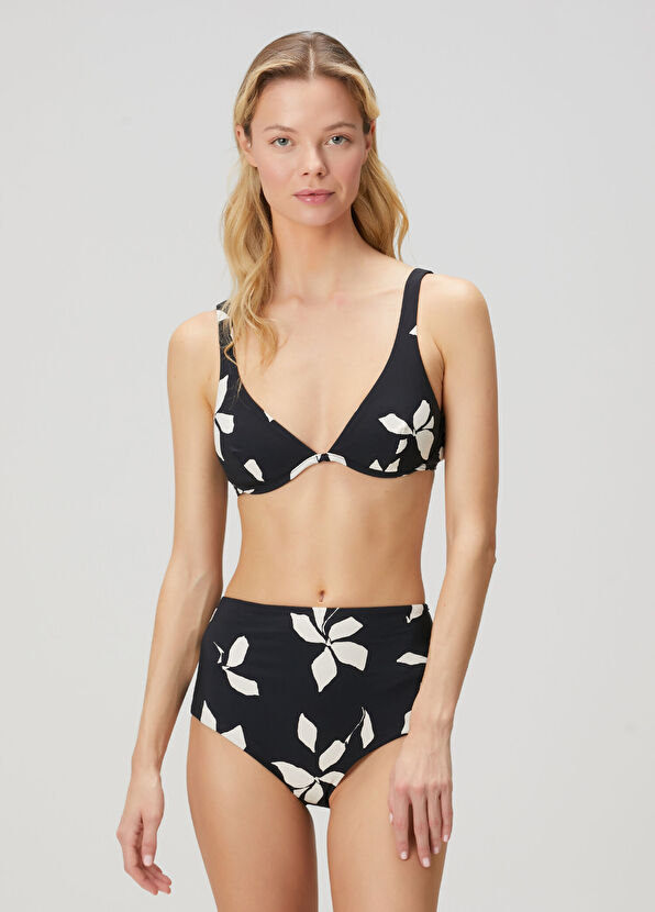 Jets Swimmear Leona Bloom Siyah Üçgen Bikini Üstü - 1