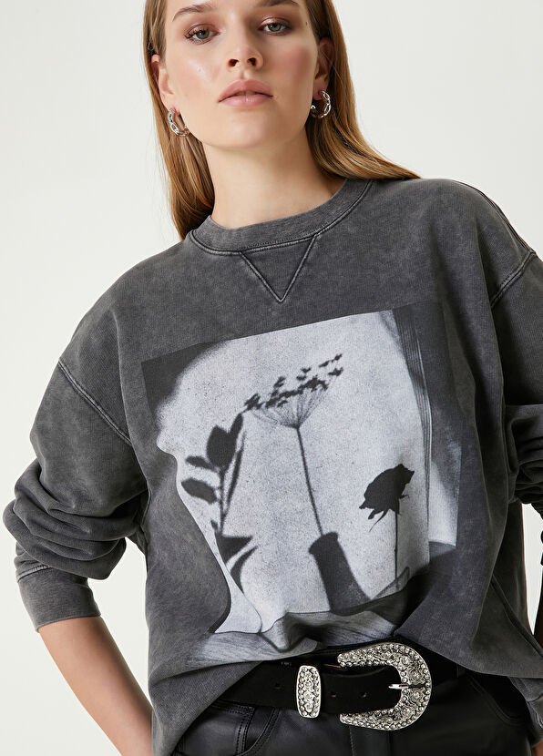 Antrasit Fotoğraf Baskılı Sweatshirt Beymen Club Antrasit Fotoğraf Baskılı Sweatshirt - 2