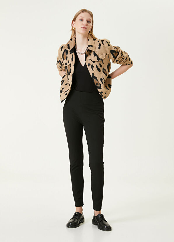 Beymen Club Siyah Yanı Fermuarlı Tayt Pantolon - 1