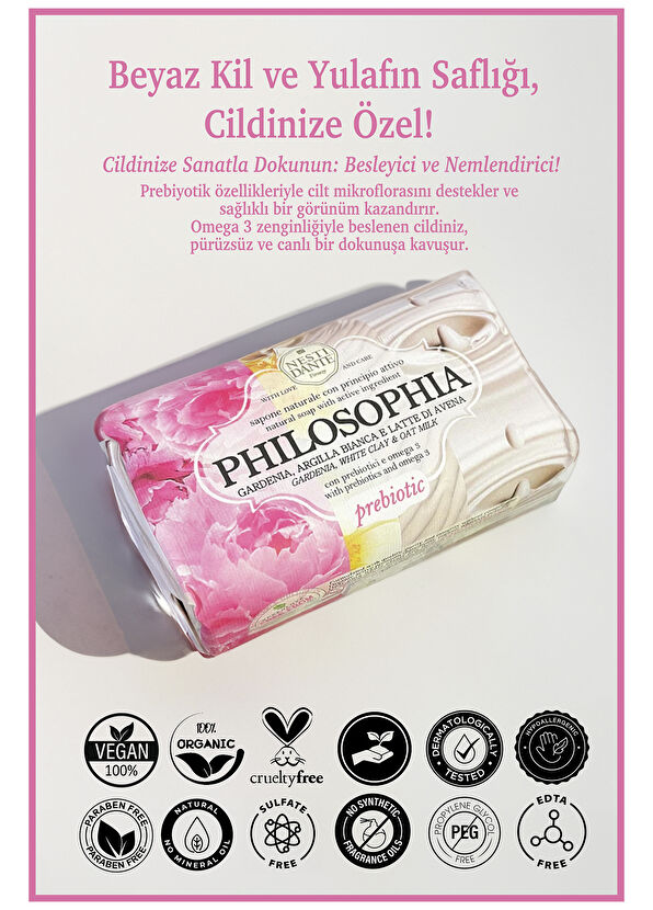 Nesti Dante Philosophia Prebiotic Besleyici ve Nemlendirici Beyaz Kil &  Yulaf Sütü & Omega 3 Katı Sabun 250 gr - 2