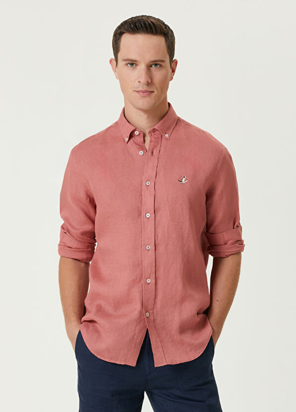 Beymen Club Comfort Fit Koyu Pembe Keten Gömlek - 1