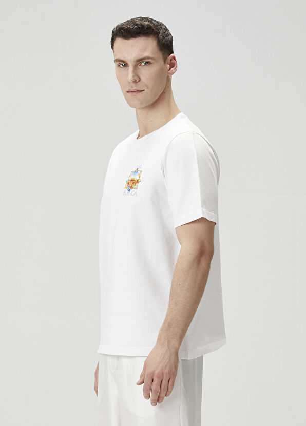 Casablanca Tennis Landscape Beyaz Organik Pamuk T-shirt - 4