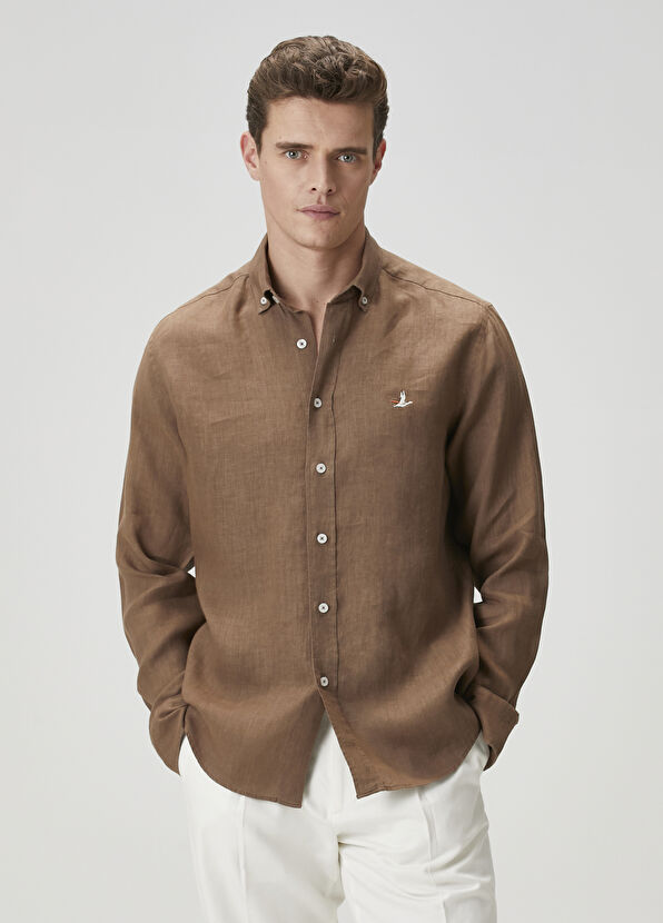 Beymen Club Comfort Fit Vizon Keten Gömlek - 1