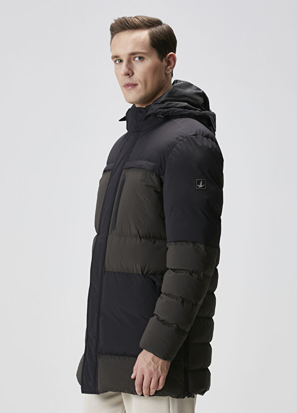 Beymen Club Black Khaki Hooded Puff Coat - 4