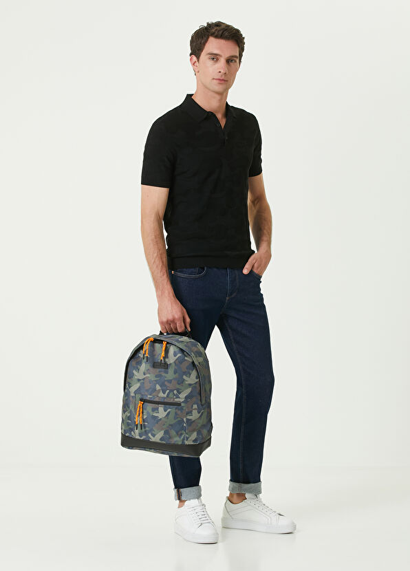 Beymen Club Siyah Polo Yaka Kamuflaj Dokulu Kısa Kollu Triko - 2