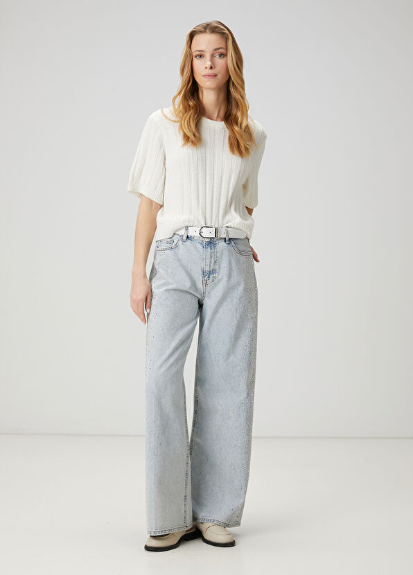 Beymen Club Off White Short Sleeve Sweater - 2