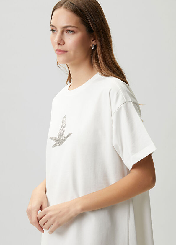 Beymen Club Kırık Beyaz Nakışlı Taş Logolu Mini Elbise - 2