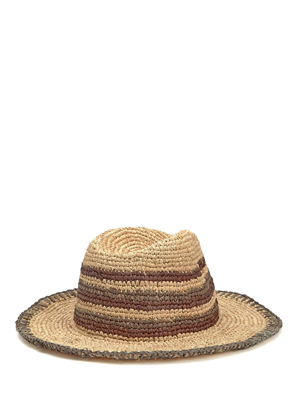 Beymen Club Bej Çizgi Detaylı Kadın Hasır Şapka - 2