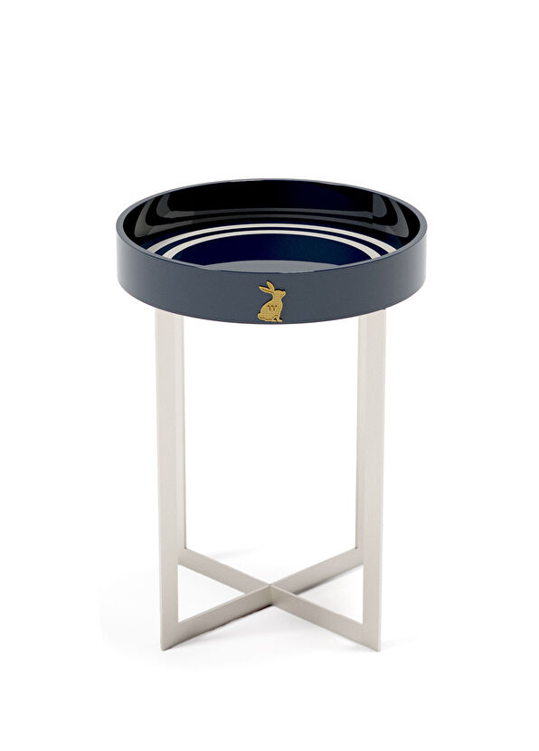 Wonderland Design Atelier Lacivert Beyaz Ahşap Lake Yan Sehpa - 1