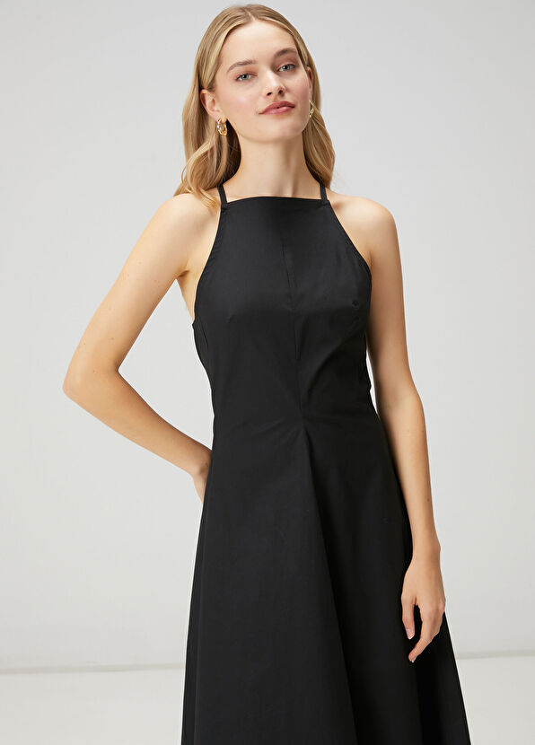Beymen Club Black A-Line Maxi Poplin Dress - 2