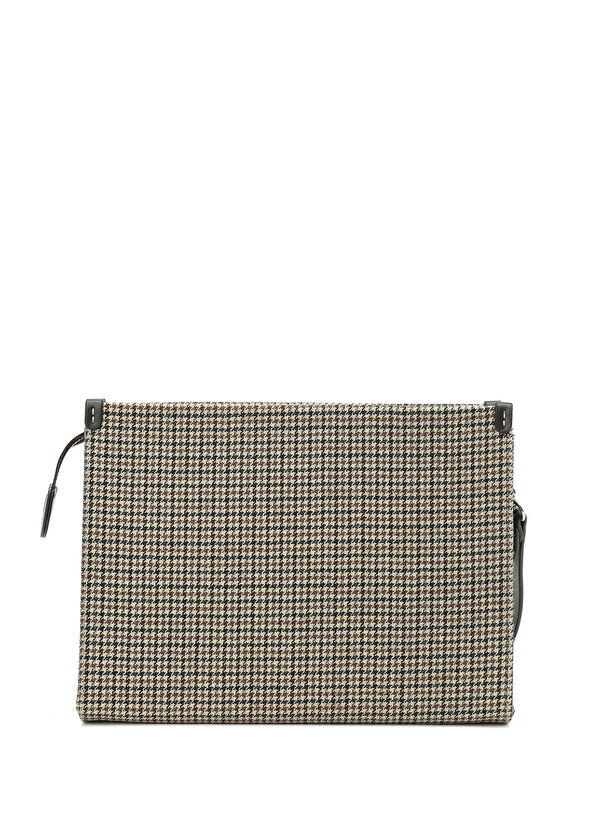Beymen Club Beige Houndstooth Pattern Women's Hand Clutch - 3