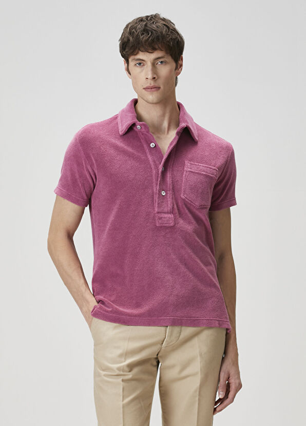 Tom Ford Pembe Polo Yaka Havlu Kumaş T-shirt - 1