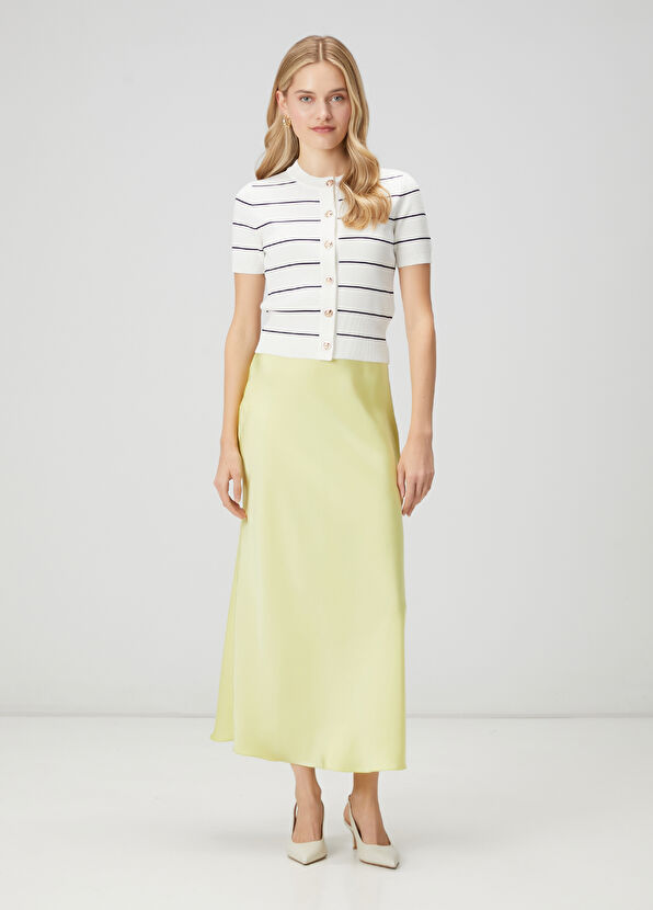 Beymen Club Neon Yellow Maxi A-Line Satin Skirt - 1