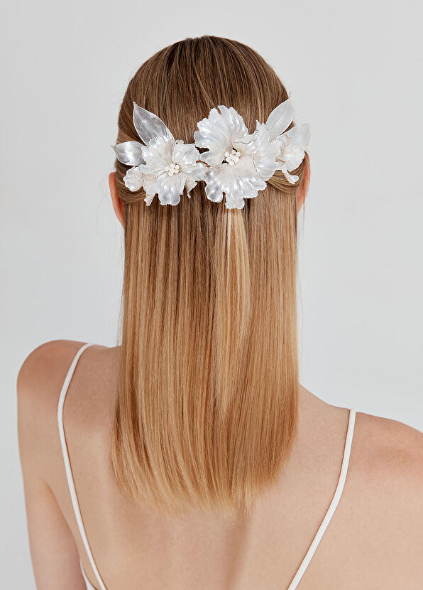 Beck Collection Deisy Kırık Beyaz Reçine Çiçek Kadın Saç Aksesuarı - 2