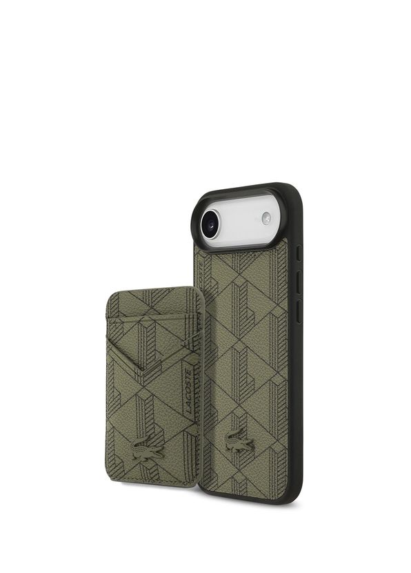 Lacoste iPhone 17 Air Kartlıklı Deri Karışık Monogram Magsafe Uyumlu Telefon Kılıfı - 2