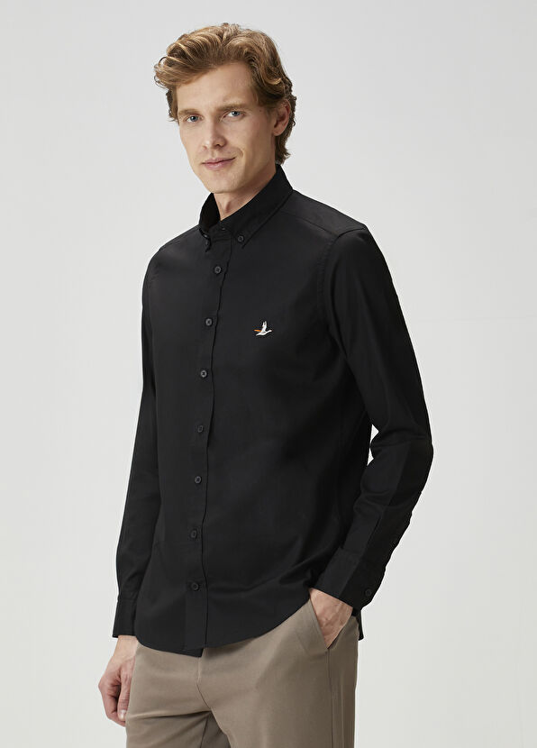 Beymen Club Slim Fit Siyah Oxford Gömlek - 4