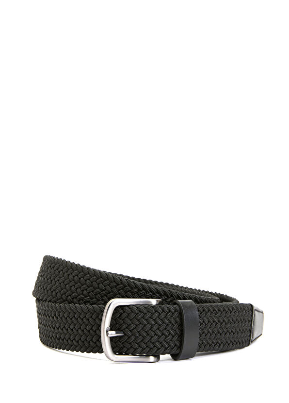 Beymen Club Men's Belt With Black Knit Texture - 1