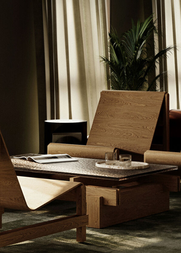 Yet Design Studio Slit Natürel Ahşap Meşe Kaplama Orta Sehpa - 2