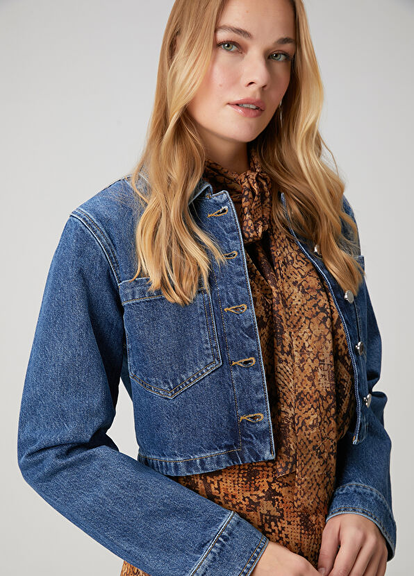 Beymen Club Blue Crop Denim Jacket - 2