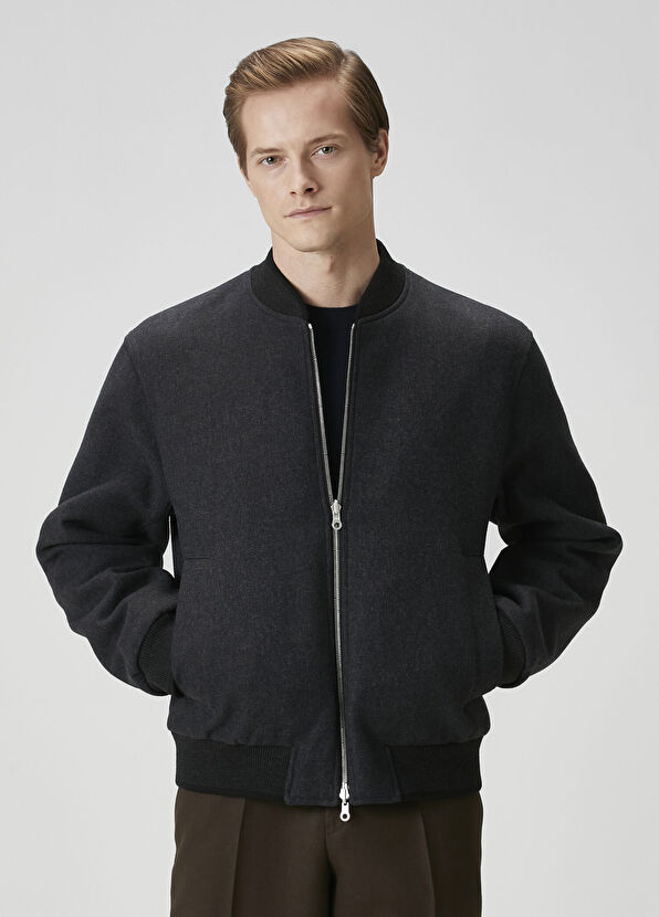 Dries Van Noten Volker Koyu Gri Çift Taraflı Bomber Ceket - 1