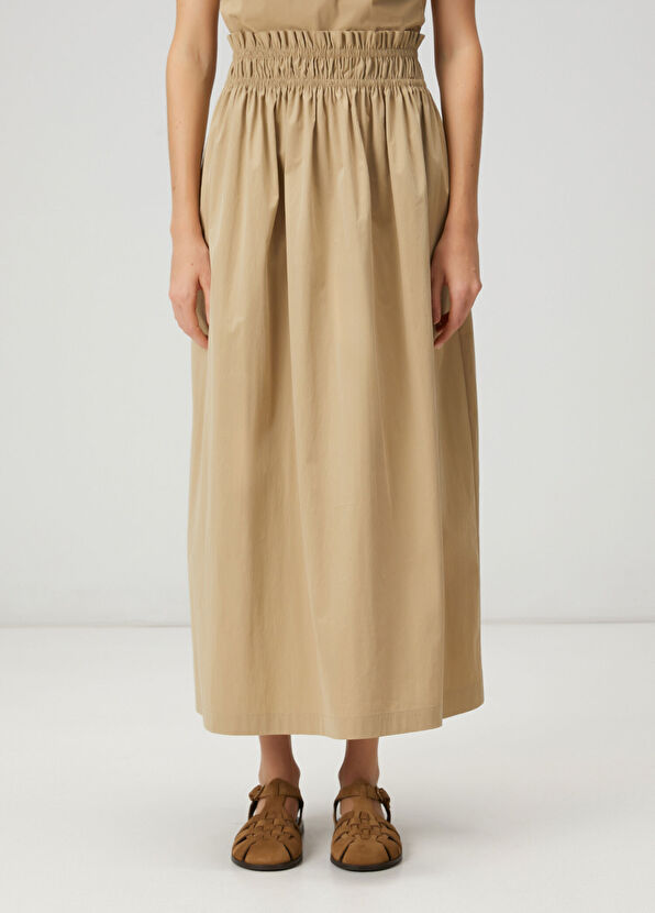 Beymen Club Bej Beli Lastikli Midi Etek - 2