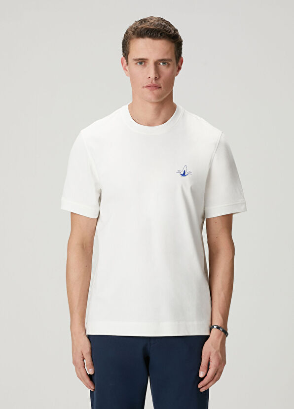 Beymen Club Kırık Beyaz Relax Fit Lycralı Pike -Tshirt - 1