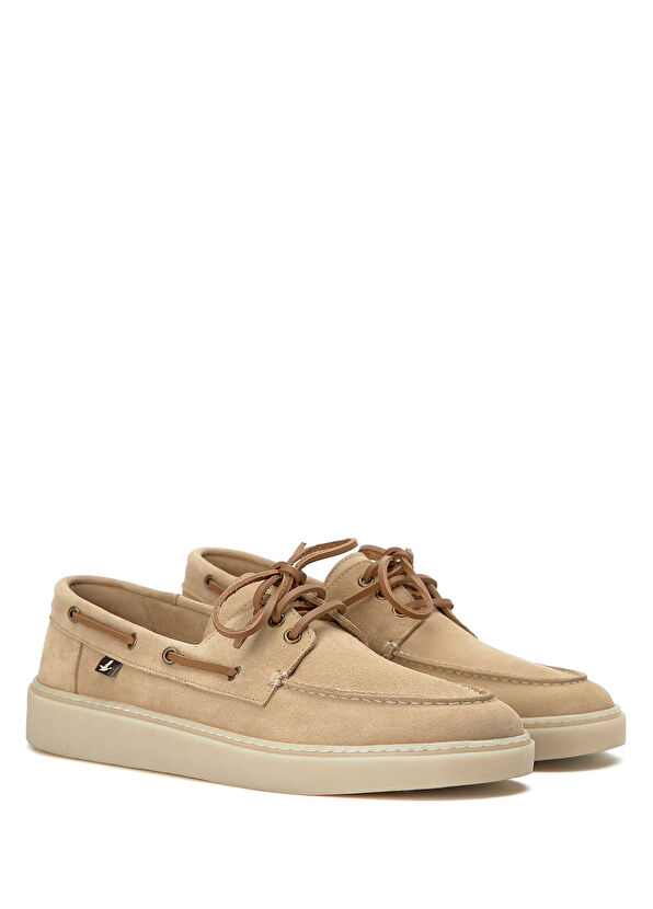 Beymen Club Beige Lace-Up Thick-Soled Men's Suede Shoes - 2