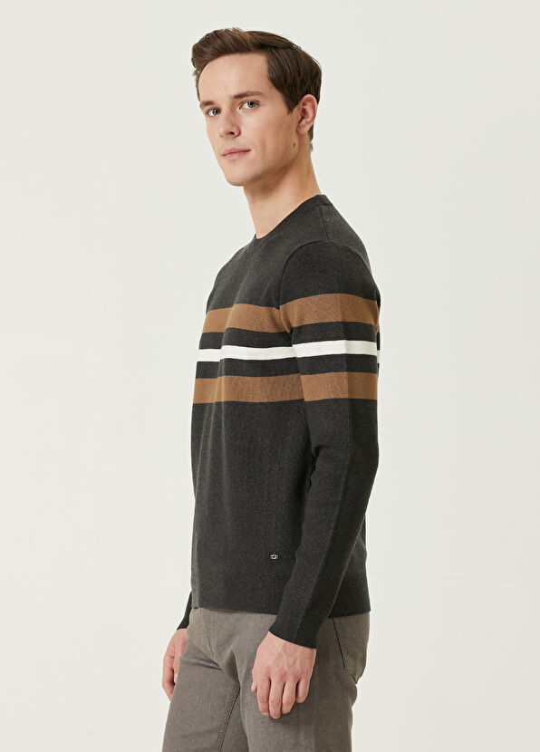 Beymen Club Antrasit Colorblocked Detaylı Kazak - 4