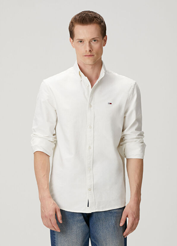 Tommy Jeans Regular Fit Beyaz Oxford Gömlek - 1