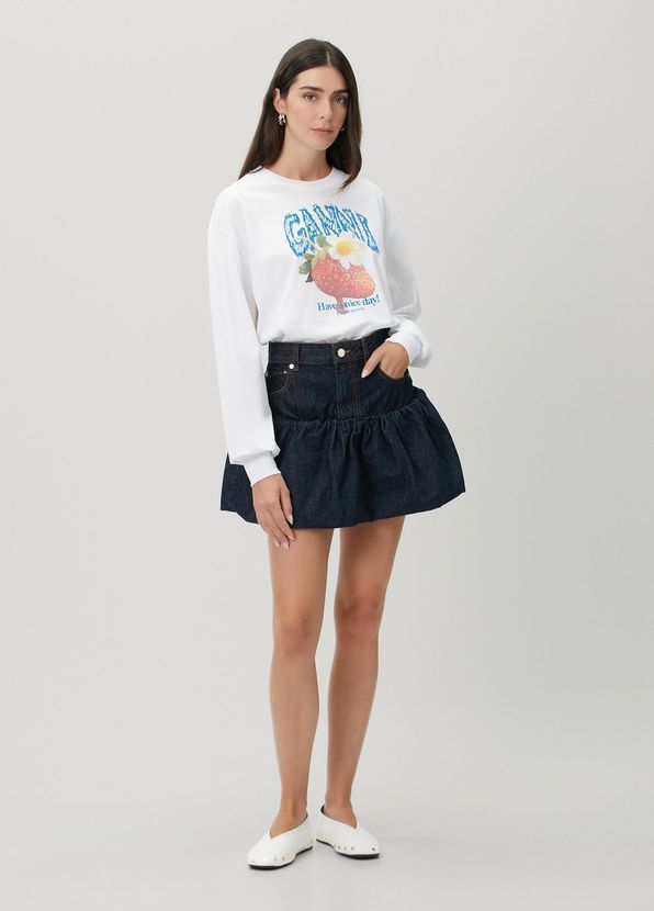 Ganni Strawberry Beyaz Uzun Kol T-shirt - 2