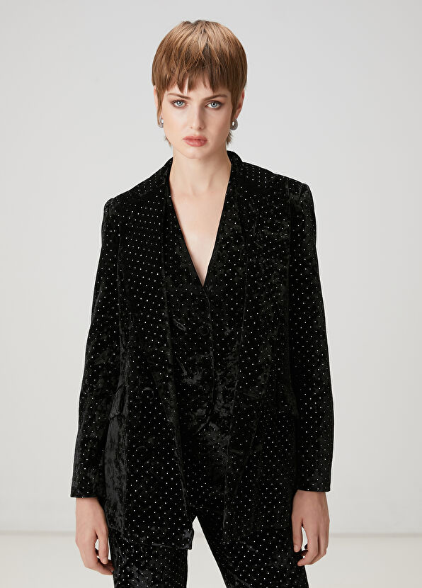 Beymen Club Siyah Taşlı Kadife Abiye Ceket - 1