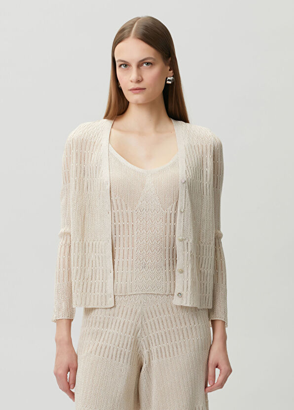 Join Us Beige Knit Cardigan - 1