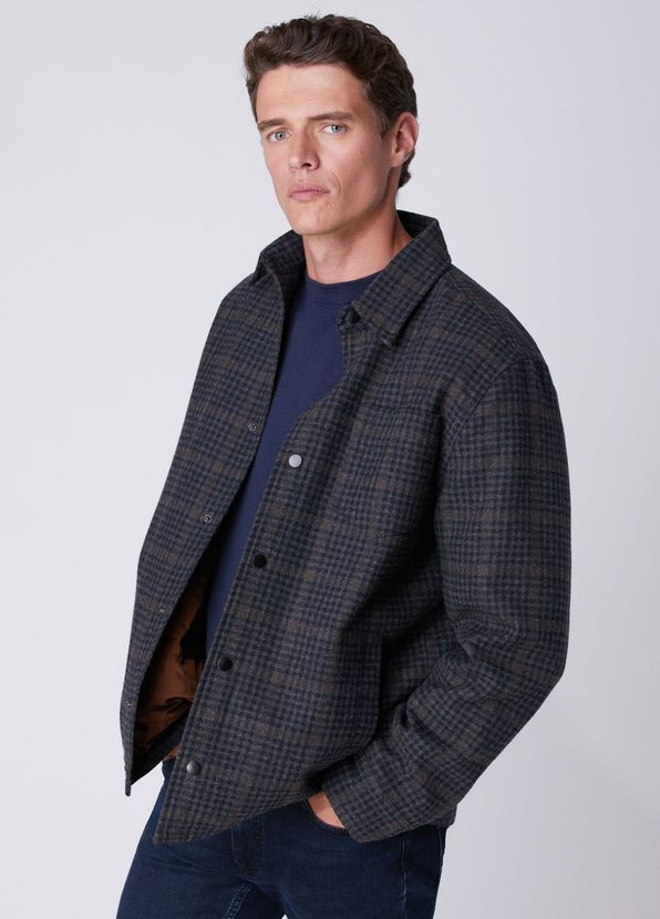 Beymen Club Anthracite Plaid Patterned Wool Overshirt - 2