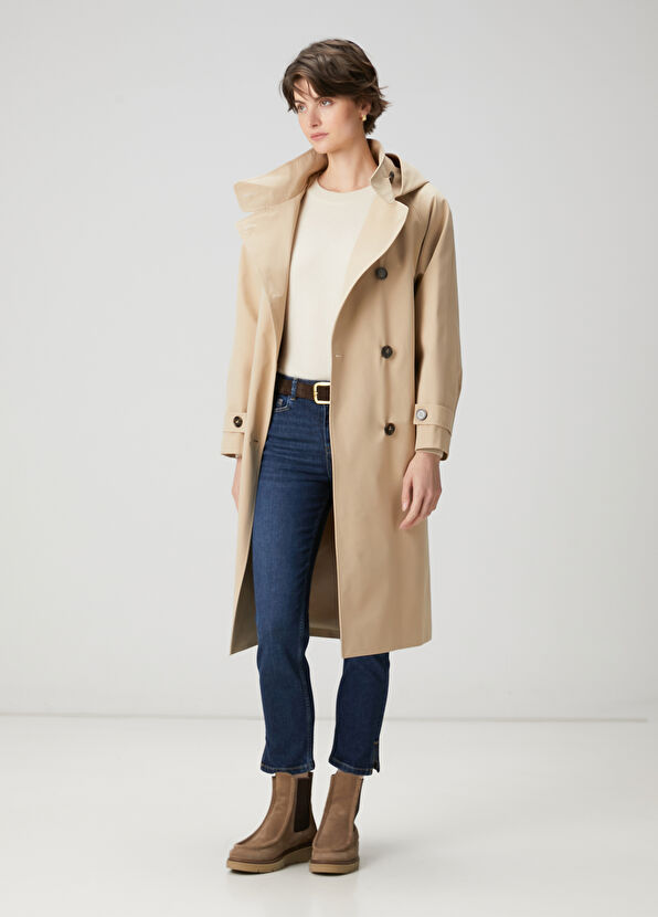 Beymen Club Beige Hooded Trench Coat - 3