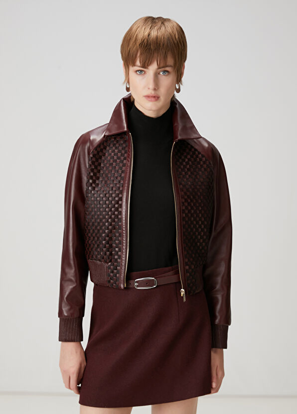 Beymen Club Plum Bomber Leather Jacket - 1