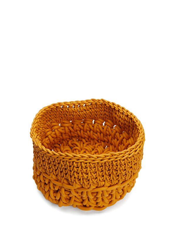Neo Cilindro Turuncu Örgü Dokulu Sepet - 2