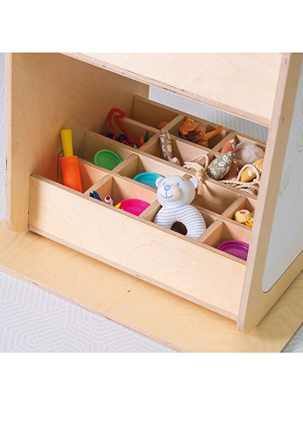 Orfis Kids Montessori Huş Ahşap Yazı Tahtalı Döner Çocuk Kitaplık 113 cm - 4