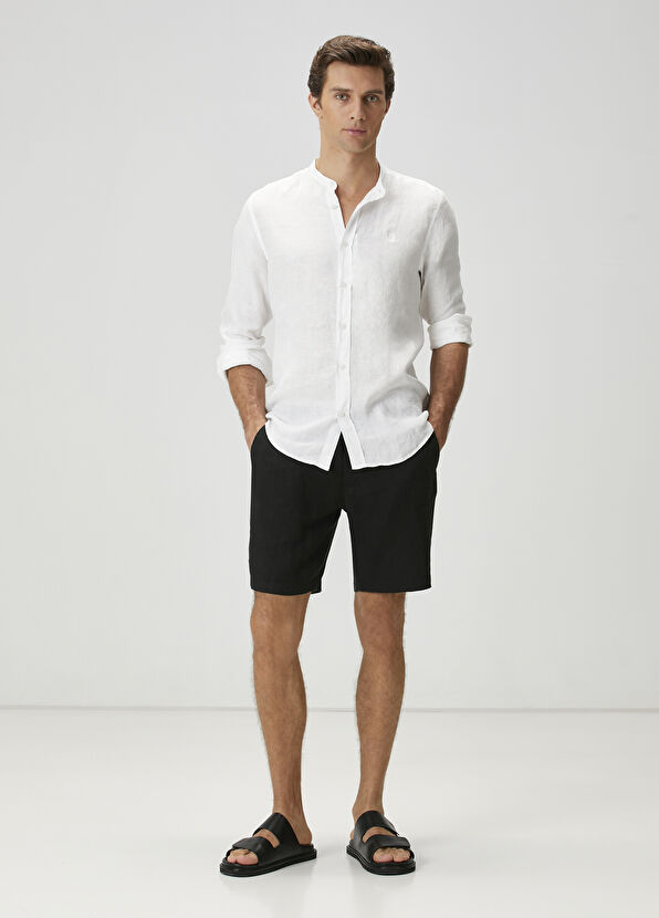 Beymen Club Black Waist Corded Linen Shorts - 1