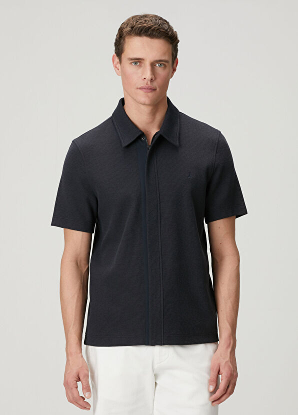 Beymen Club Comfort Fit Lacivert Polo Yaka Armürlü T-shirt - 1