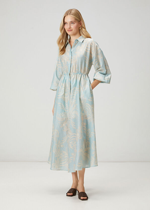 Beymen Club Mint Floral Midi Organza Shirt Dress - 3