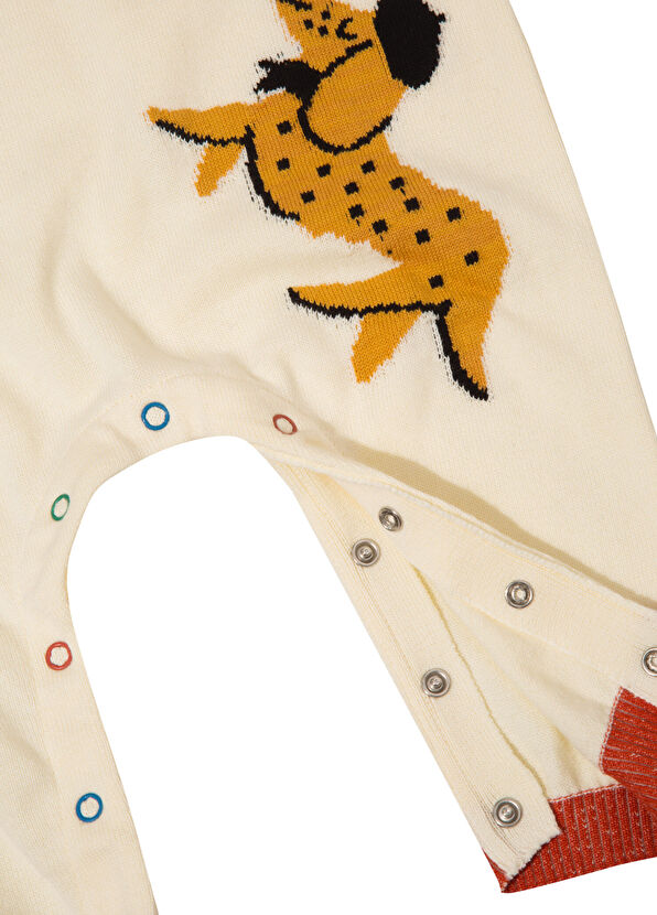 Lala's Babies First Patterned Ecru Long Sleeve Unisex Baby Jumpsuit - 4