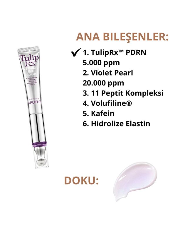 Apothe TulipRx™ PDRN V5 Bio Lift Eye Serum Mikro Titreşimli PDRN Göz Çevresi Lifting Serumu 15 ml  - 2