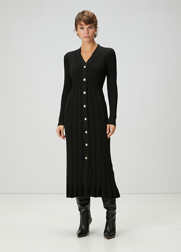 Beymen Club Siyah Midi Triko Elbise - 1