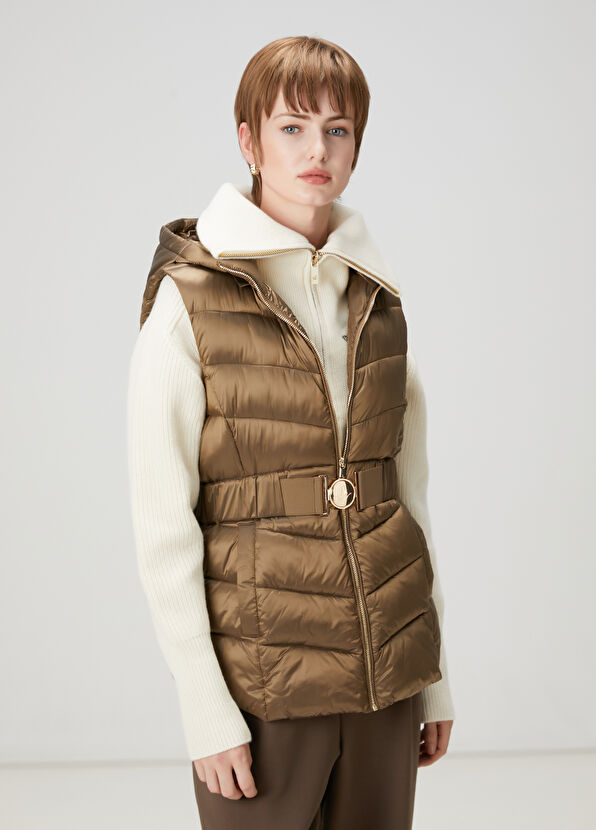 Beymen Club Kahverengi Kapüşonlu Puffer Yelek - 1