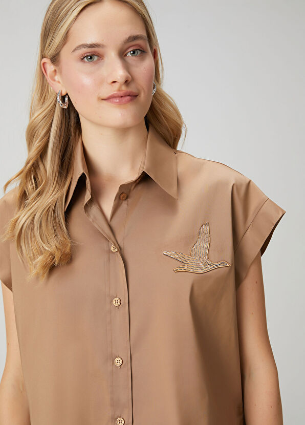 Beymen Club Bej Taşlı Kolsuz Tafta Gömlek - 2