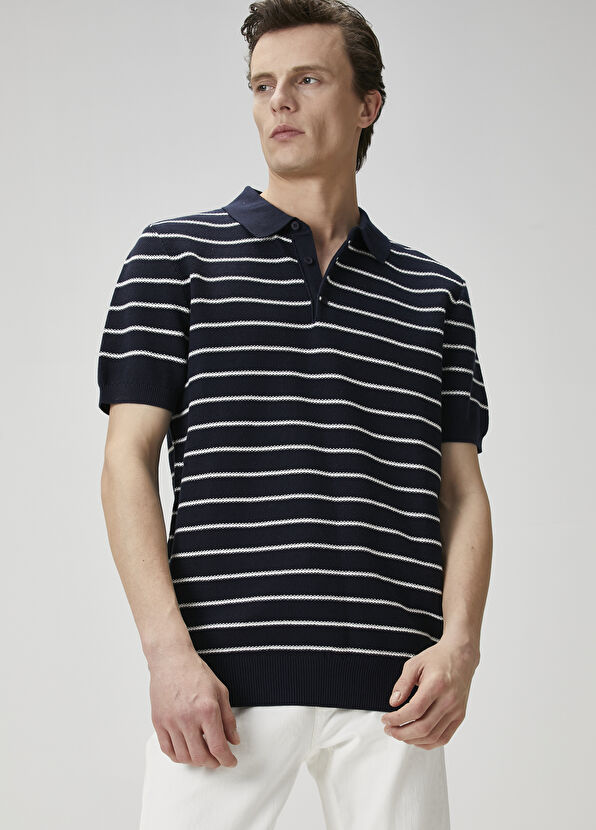 Beymen Club Lacivert Polo Yaka Colorblocked Triko Gömlek - 1