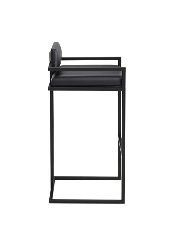 Solano Design Tush Siyah Deri Bar Sandalyesi - 2