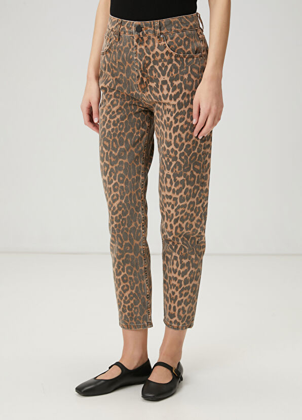Beymen Club Mom Fit Leopard Print Jeans - 2